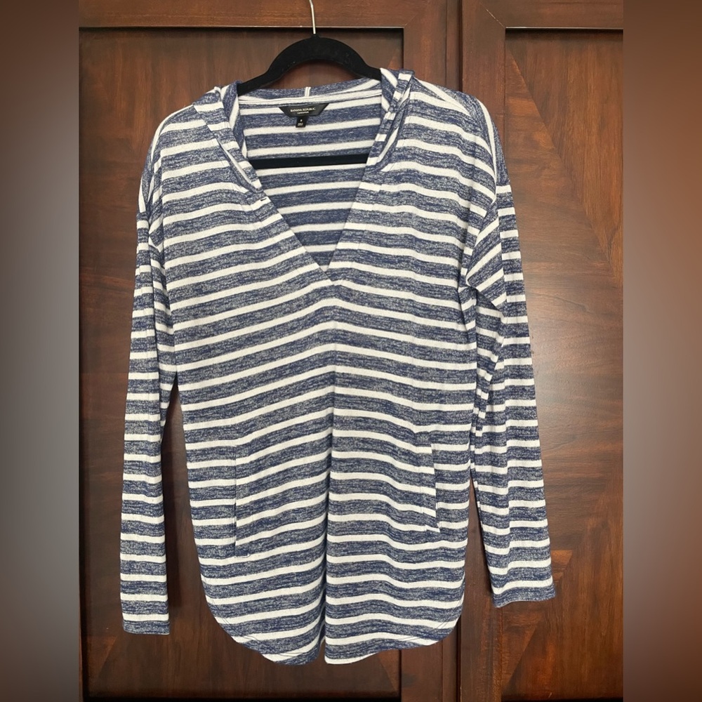 Banana Republic Navy and White Striped Top size S